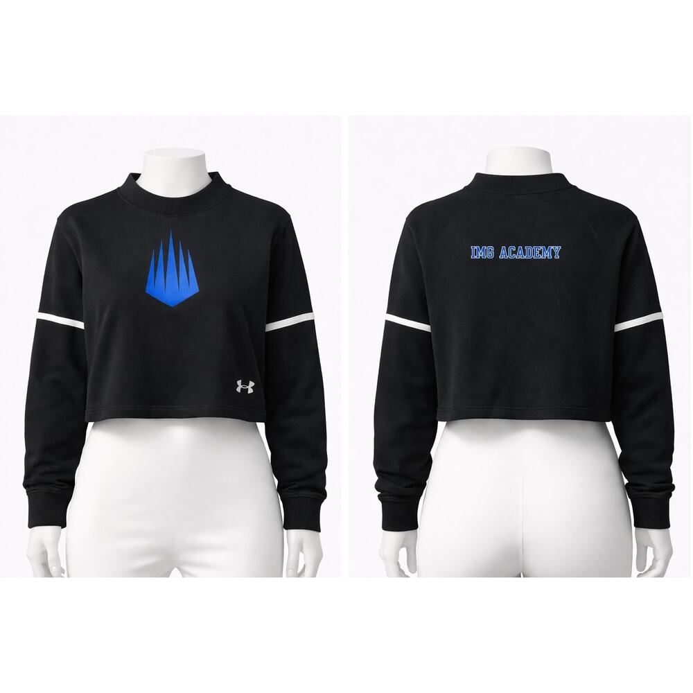 Under Armour IMG Academy Cropped Sweatshirt Womens Medium Black Logo Pullover